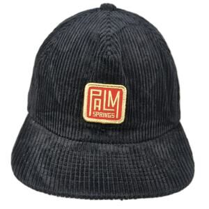 Weld Black 5 Panel One Size Hat Corduroy Palm Springs Patch Cotton Slideback